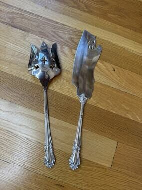 Vintage Silverplate Fish Serving Set Pierced Fork Server Victorian Old Money